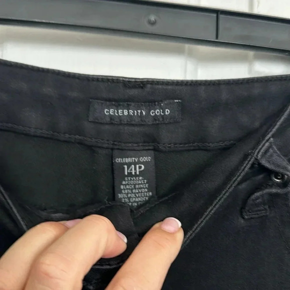Celebrity Gold Black Jeans Size 14P - Picture 3 of 3